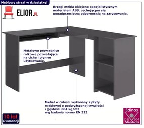 Szare biurko narożne nowoczesne połysk - Merfis 4X