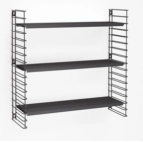3-poziomowy regał z czarnymi półkami Metaltex Libro, szer. 70 cm