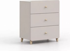 Komoda Passa 3S kaszmir 80 cm 3 szuflady drewniane uchwyty i nóżki