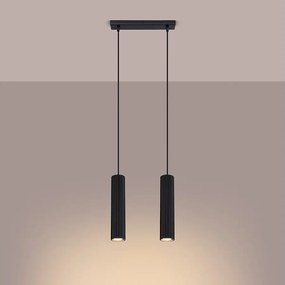 Lampa wisząca minimalistyczny Gloow, aluminium - 2 źródło światła 3000K - L.30 x H.90 cm - czarny