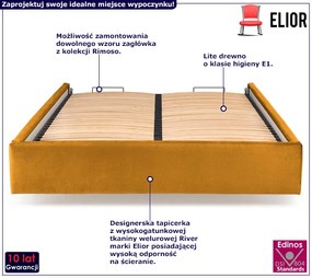 Musztardowy korpus łóżka tapicerowanego welurem Hordos 4X