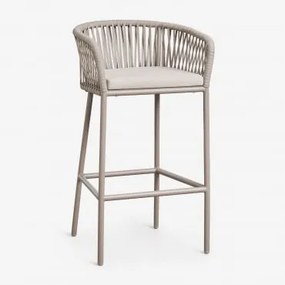 Zestaw 4 Wysokich Stołków Z Podłokietnikami Z Plecionego Sznurka Arhiza Moka Brown & ↑75 Cm - Sklum