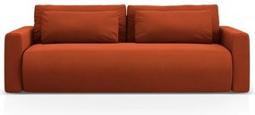 Ceglasta aksamitna rozkładana sofa ze schowkiem 238 cm Belfast – Cosmopolitan Design
