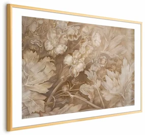 Plakat Ornamenty roślinno-kwiatowe 60x40 cm z ramą złotą z marginesem ARTGEIST B