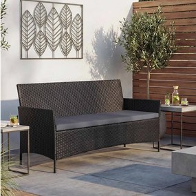 3-osobowa ławka ogrodowa z rattanu syntetycznego Hamar, antracyt, poduszki antracytowe