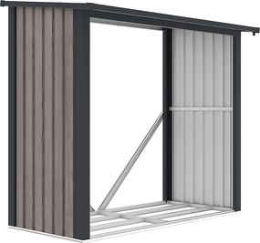 Wiata na drewno opałowe metalowa ze stali galwanizowanej drewnopodobna 1,98 m3 – 2 stery drewna – 182 × 89 × 156 cm (dł. × szer. × wys.) – BIRWOOD