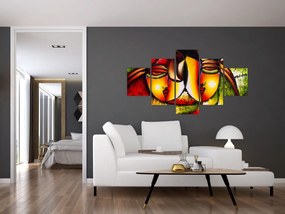 Obraz - Obraz olejny, abstrakcyjne twarze (125x70 cm)
