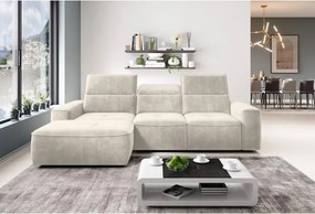 Narożnik COLOMBO Mini Lewostronny z elektryczną funkcją spania pojemnikiem PALLADIUM 02 Beżowy WERSAL