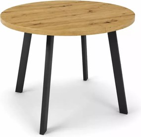 Okrągły rozkładany stół Nyker 100-176 cm w stylu industrialnym z funkcjonalnym laminowanym blatem