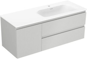 Mexen Rivel szafka łazienkowa 120 cm z umywalką Vela prawą, 2S, 1D, ryflowana, szara/biała mat - 91A23-12047-3-BBFFF62-W23P01