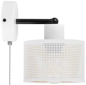 Biały kinkiet z włącznikiem jednopunktowy z białym abażurem SHWD-BE-10