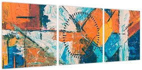 Obraz - Abstrakcja (z zegarem) (90x30 cm)