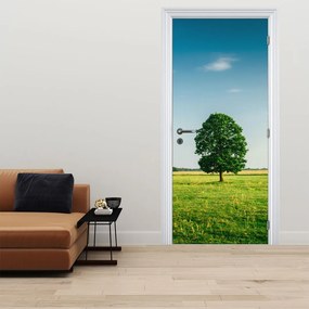 Fototapeta na drzwi - Drzewo na łące (95x205cm)