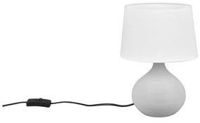 Biało-brązowa lampa stołowa z ceramiki i tkaniny Trio Martin, wys. 29 cm
