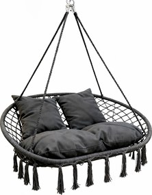 Dwuosobowa huśtawka ogrodowa - bocianie gniazdo Nestio HC-2502-GR, kolor szary