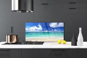 Szkło do Kuchni na Ścianę Złoty Brzeg Morza