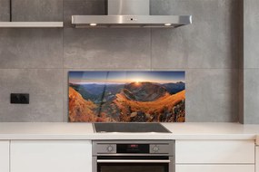 Panel szklany do Kuchni Szkarłatny Zachód w Alpach