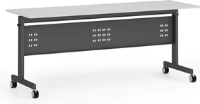 Mobilny stół PRIMO MOBI, 180x60 cm, czarna podstawa, biały