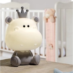 ONLI - ściemniana lampka nocna LED dla dzieci PUPPIES LED/3W/230V 25 cm hipopotam/szara