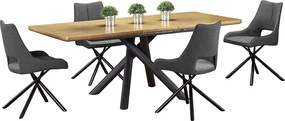 Stół DERRICK 160(200)x90 dąb/czarny rozkładany