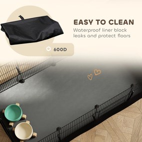 PawHut Wybieg dla małych zwierząt z 12 panelami, klatka dla królików, świnek morskich, 120x60x40 cm, czarny | Aosom PL