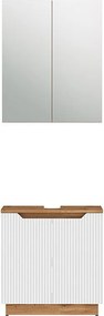 Zestaw mebli łazienkowych dąb/białe paski 59.8x32x62.1 lotta