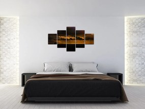 Obraz żaglówki o zachodzie słońca (125x70 cm)