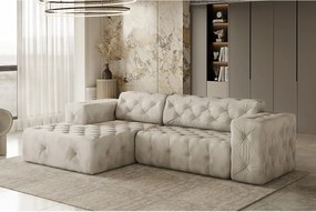 Narożnik w kształcie L LUX, tkanina Whisper, Kremowy, Lewy