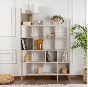 Regał na książki – 122 cm x 188 cm x 25,5 cm – Piaskowiec – Płyta wiórowa pokryta melaminą