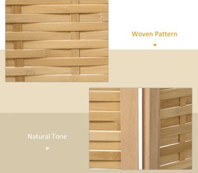 HOMCOM 4-częściowy Parawan, 160 x 170 cm, Składany Parawan z Bambusa dla Salonu, Sypialni, Naturalny