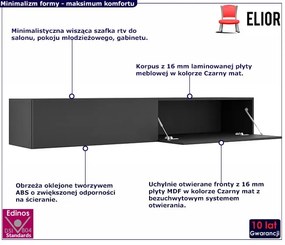 Czarna długa ścienna szafka rtv 180 cm Amadeo 4X