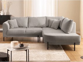 Szarobrązowy narożnik z tkaniny szenilowej (prawostronny/w kształcie litery L) Mauris – Ropez