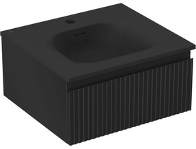 Mexen Rivel szafka łazienkowa 50 cm z umywalką Vela, 1 szuflada, ryflowana , czarna mat - 91A20-05023-1-BF71-W23M71
