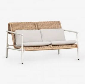 Sofa Ogrodowy Dwuosobowy Z Aluminium I Syntetycznego Rattanu Duroli Lodowata Biel - Sklum