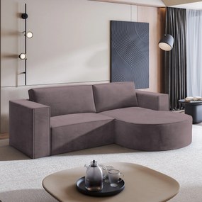 Masseno Narożnik SORELA z funkcją spania i pojemnikiem na pościel Narozniki L, Rozkładana sofa - Wrzosowy, MONOLITH 62