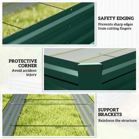 Outsunny Grządka ze stali, skrzynia do roślin z otwartym spodem, grządka ogrodowa 240 x 60 x 30 cm do ogrodu, balkonu | Aosom PL