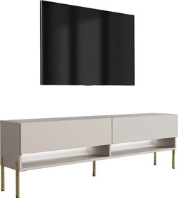 Szafka pod telewizor 170 cm Kaszmir, nóżki proste złote, LED biały, 170 × 32 × 52 cm