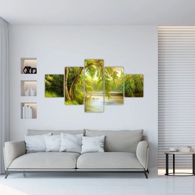 Obraz - Wierzba nad jeziorem, obraz olejny (125x70 cm)