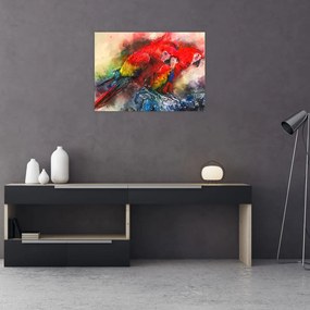 Obraz na szkle czerwonych papug Ara (70x50 cm)