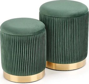 Zestaw puf MONTY VELVET ciemnozielone/złote