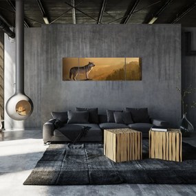 Obraz wilka na skale (170x50 cm)
