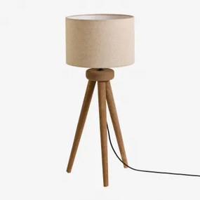 Lampa Stołowa Simona Z Drewna Mango Drewno Mango & Jasny Piaskowy Brąz Ø30 Cm - ↑20 Cm Arlina - Sklum