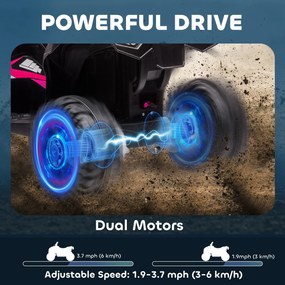 HOMCOM Elektryczny Quad dla Dzieci, 3-6 km/h, Światła/Muzyka, dla 3-5 Latków, do 25kg, Różowy/Czarny