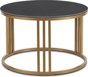 Stolik kawowy ceramiczny Korin 70 cm, czarny marmur/złoty