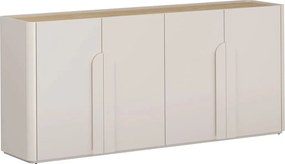 Komoda Amilio 200 cm czterodrzwiowa - kaszmir / dąb olejowany / uchwyty kaszmir