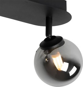 Nowoczesny reflektor czarny z przydymionym szkłem 2-światła - Athens