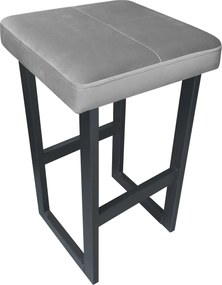 Hoker ALEX krzesło barowe tkanina Welur podstawa metalowa : Kolor Stelaża - Grafit, Kolor tkaniny - VELVET - MG17, Wysokość - 75 cm