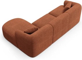 Sztruksowy narożnik (prawostronny/z szezlongiem) w kolorze terakoty Campi – Cosmopolitan Design