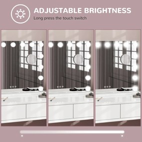 HOMCOM Kosmetyczne Lustro LED, 3 Tryby Światła, Ściemnialne, Sterowanie Dotykowe, USB, 58x48cm, Biały