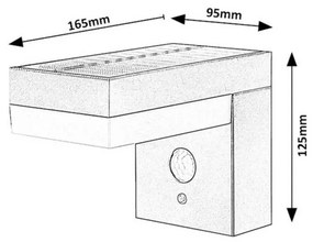 Rabalux 77009 solarny kinkiet zewnętrzny Zrebar, z czujnikiem